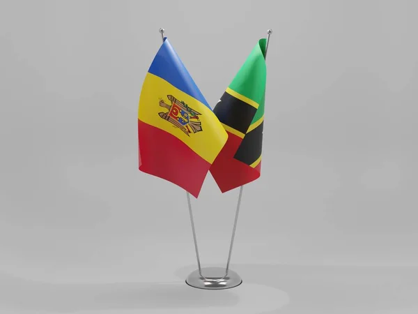 Flagi Współpracy Saint Kitts Nevis Mołdawia Białe Tło Render — Zdjęcie stockowe