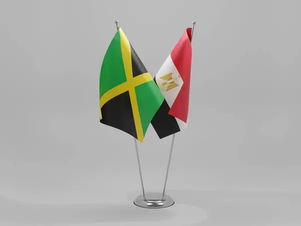 Egypten Jamaica Flaggor För Samarbete Vit Bakgrund Render — Stockfoto