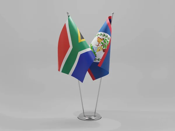 Belize Zuid Afrika Samenwerking Vlaggen Witte Achtergrond Render — Stockfoto