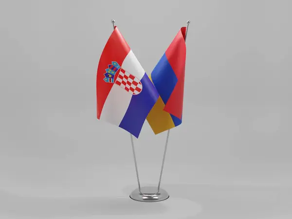 Вірменія Хорватія Співпраця Прапори Біле Тло Рендер — стокове фото