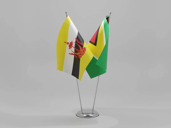 Guyana Bandiere Cooperazione Brunei Sfondo Bianco Render — Foto Stock