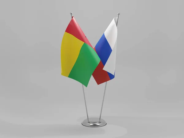 Russia Bandiere Cooperazione Guinea Bissau Sfondo Bianco Render — Foto Stock