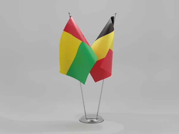 Bélgica Guiné Bissau Bandeiras Cooperação Fundo Branco Render — Fotografia de Stock