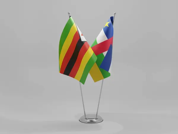 Republika Środkowoafrykańska Zimbabwe Flagi Współpracy Białe Tło Render — Zdjęcie stockowe