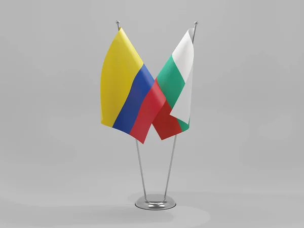 Σημαίες Συνεργασίας Βουλγαρίας Κολομβίας Λευκό Φόντο Render — Φωτογραφία Αρχείου