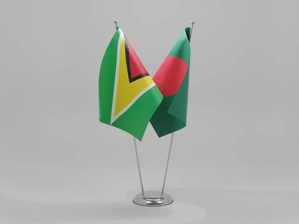 Bangladesh Guyana Cooperation Flags White Background Render – stockfoto