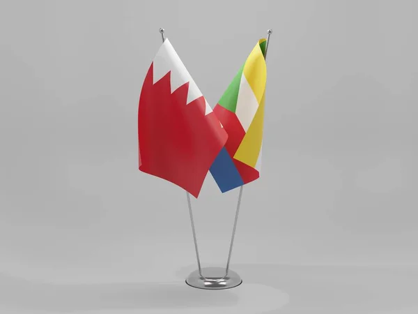 Komory Bahrajn Flagi Współpracy Białe Tło Render — Zdjęcie stockowe