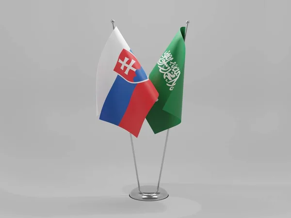 Arabie Saoudite Drapeaux Coopération Slovaquie Fond Blanc Render — Photo