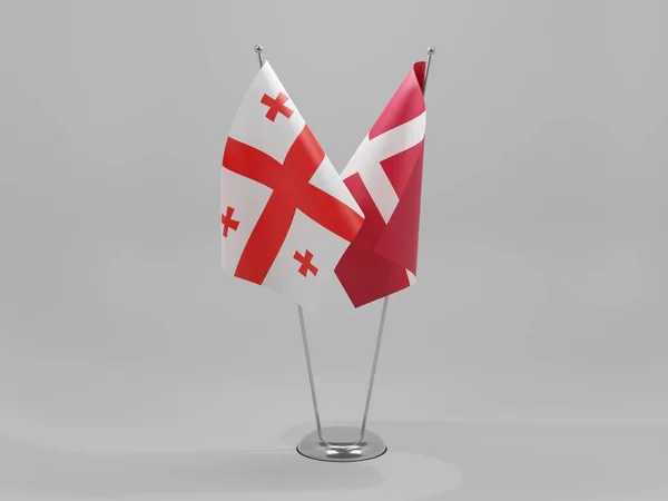 Denemarken Georgië Samenwerkingsvlaggen Witte Achtergrond Render — Stockfoto