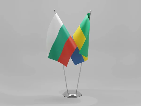 Gabón Banderas Cooperación Bulgaria Fondo Blanco Render — Foto de Stock