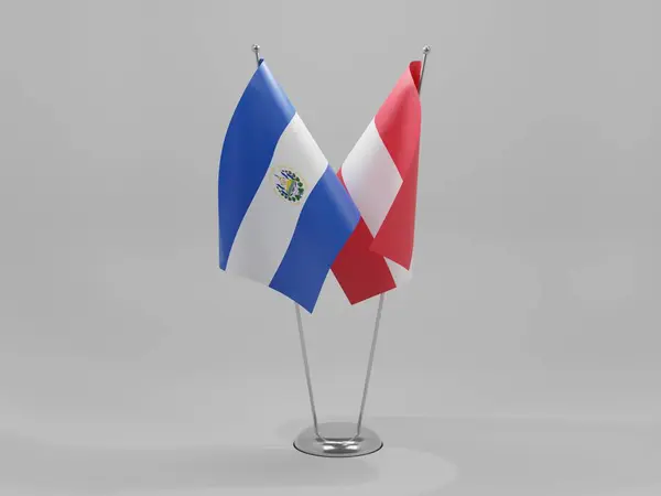 Oostenrijk Salvador Samenwerking Vlaggen Witte Achtergrond Render — Stockfoto