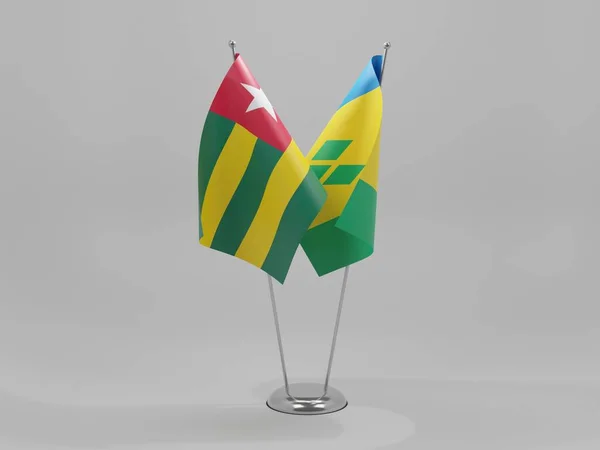 Saint Vincent Grenadines Togo Samenwerking Vlaggen Witte Achtergrond Render — Stockfoto