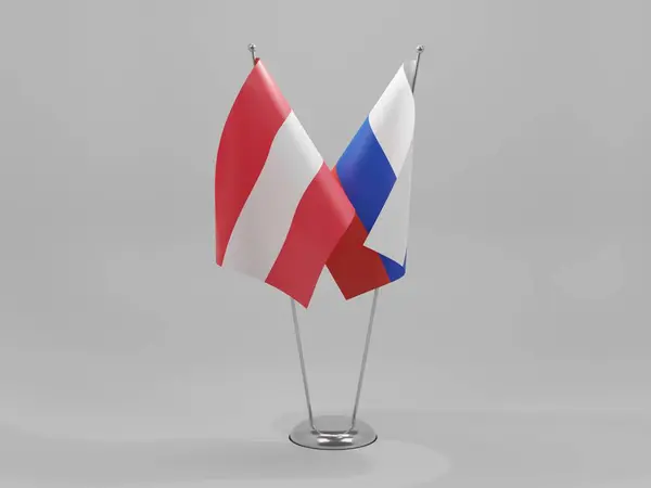 Rusia Austria Banderas Cooperación Fondo Blanco Render — Foto de Stock