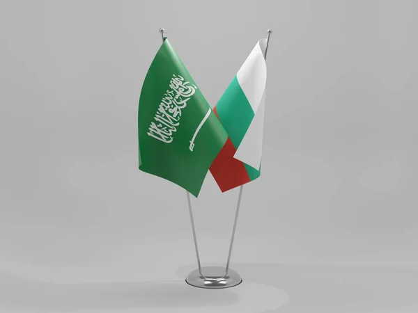 Σημαίες Συνεργασίας Βουλγαρίας Σαουδικής Αραβίας Λευκό Φόντο Render — Φωτογραφία Αρχείου