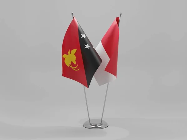 Endonezya Papua Yeni Gine Şbirliği Bayrakları Beyaz Arkaplan Render — Stok fotoğraf