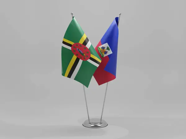 Haiti Bandiere Cooperazione Dominica Sfondo Bianco Render — Foto Stock