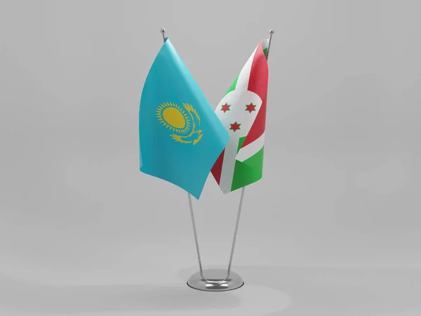Burundi Kazachstan Samenwerkingsvlaggen Witte Achtergrond Render — Stockfoto