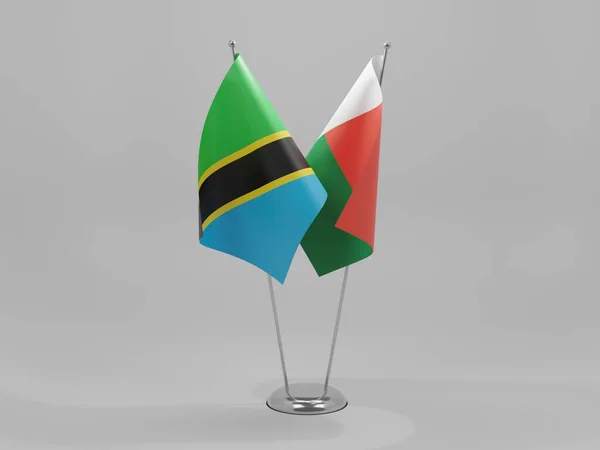 Μαδαγασκάρη Τανζανία Σημαίες Συνεργασίας Λευκό Φόντο Render — Φωτογραφία Αρχείου