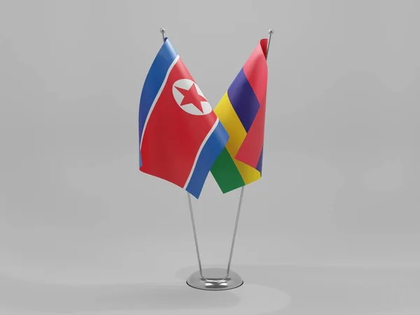 Mauritius Nordkoreanische Flaggen Weißer Hintergrund Render — Stockfoto