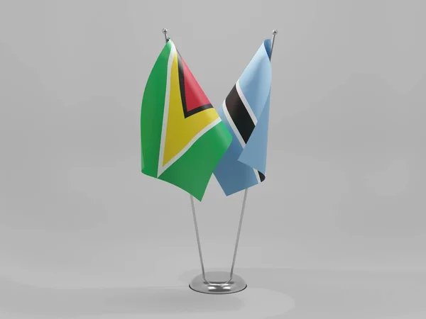 Botswana Guyana Cooperation Flags White Background Render — стокове фото