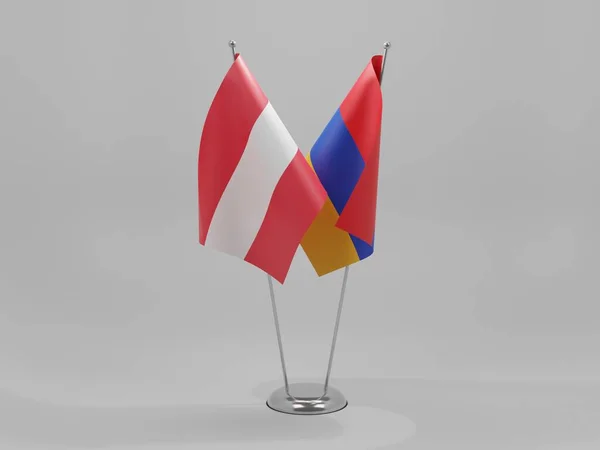 Armenia Austria Cooperation Flags White Background Render — стокове фото