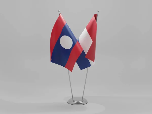 Niederlande Laos Kooperationsfahnen Weißer Hintergrund Render — Stockfoto
