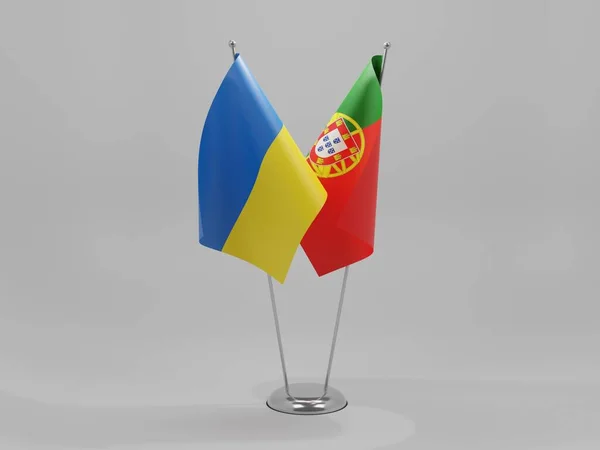 Portugal Ucrânia Bandeiras Cooperação Fundo Branco Render — Fotografia de Stock