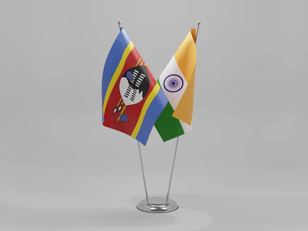 インド スワジランド協力旗 白背景 3Dレンダリング — ストック写真