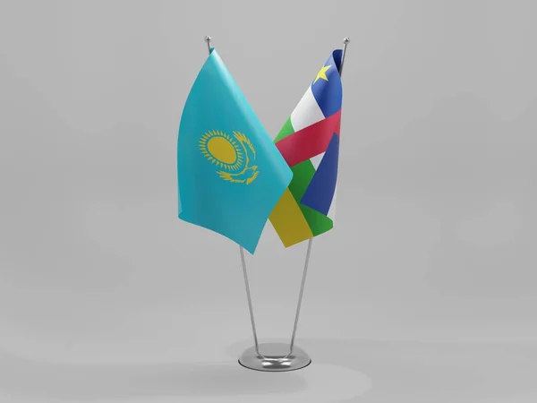 República Centroafricana Banderas Cooperación Kazajstán Fondo Blanco Render —  Fotos de Stock