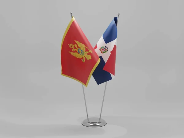 Repubblica Dominicana Montenegro Bandiere Cooperazione Sfondo Bianco Render — Foto Stock