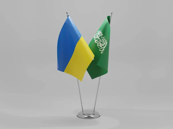 Saudi Arabia Ukraine Cooperation Flags White Background Render — Stock Photo, Image