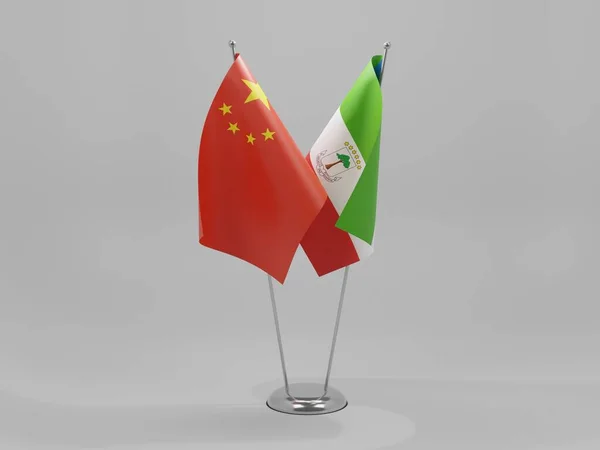 Egyenlítői Guinea Kína Együttműködési Zászlók Fehér Háttér Render — Stock Fotó