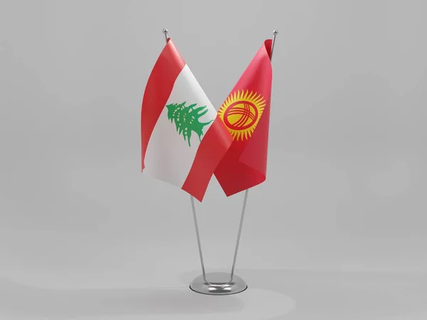 キルギス レバノン協力旗 白背景 3Dレンダリング — ストック写真