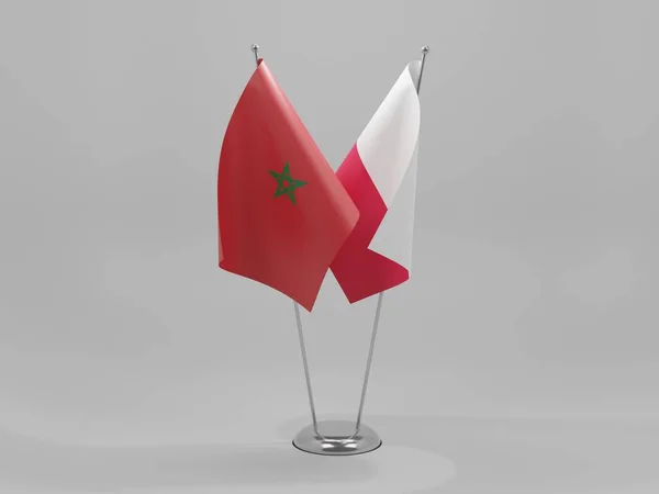 Polonia Marocco Bandiere Cooperazione Sfondo Bianco Render — Foto Stock