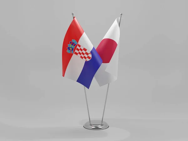 Japan Croatia Cooperation Flags White Background Render — стокове фото