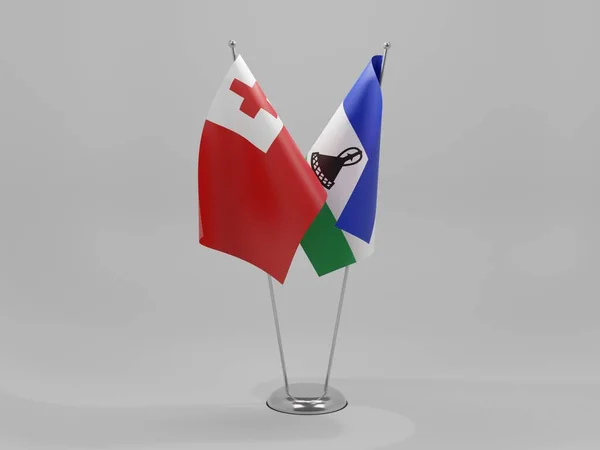 Lesotho Tonga Flaggen Weißer Hintergrund Render — Stockfoto