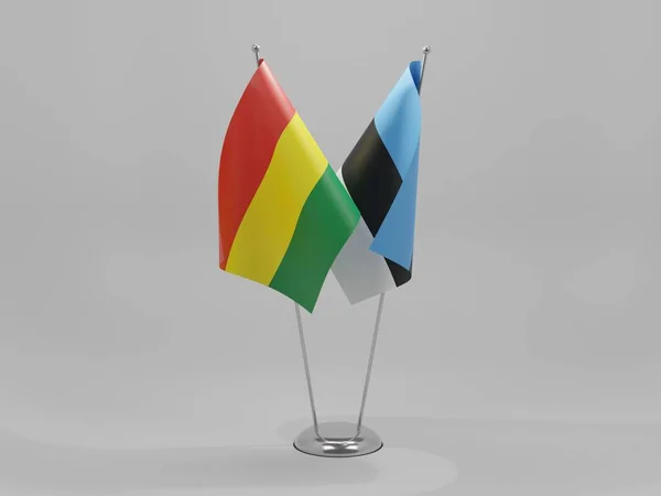 Estonia Banderas Cooperación Bolivia Fondo Blanco Render —  Fotos de Stock