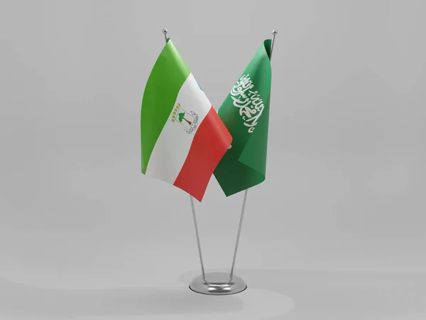 Σαουδική Αραβία Ισημερινή Γουινέα Συνεργασία Σημαίες Λευκό Φόντο Render — Φωτογραφία Αρχείου