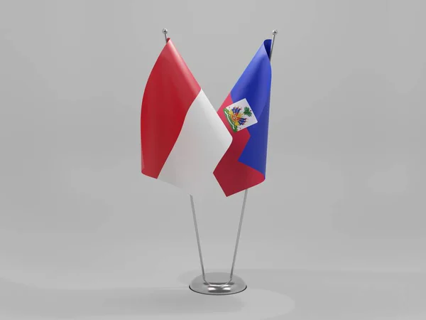 Haiti Indonesien Kooperationsfahnen Weißer Hintergrund Render — Stockfoto