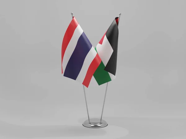 Palestina Thailand Samenwerkingsvlaggen Witte Achtergrond Render — Stockfoto