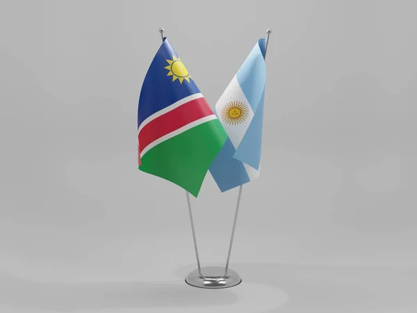 阿根廷 纳米比亚合作旗 白色背景 3D渲染 — 图库照片