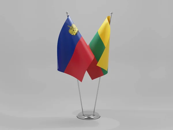 Lituania Banderas Cooperación Liechtenstein Fondo Blanco Render —  Fotos de Stock