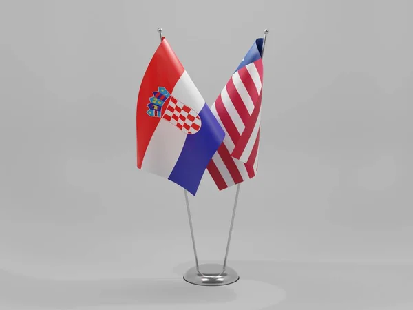 Liberia Croatia Cooperation Flags White Background Render — Stock Photo, Image