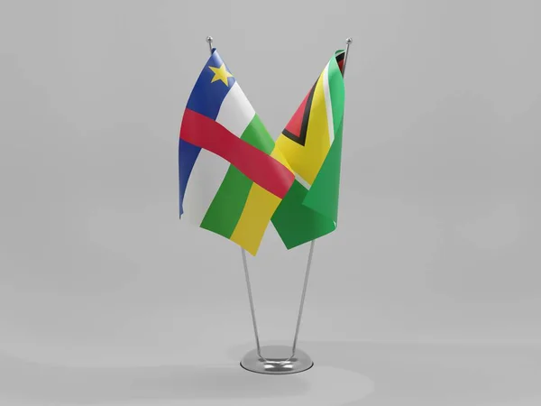 Guyana Central African Republic Cooperation Flags White Background Render — стокове фото