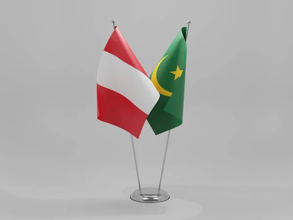 Mauritánia Perui Együttműködési Zászlók Fehér Háttér Render — Stock Fotó
