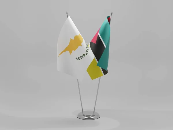 Moçambique Cyperns Samarbetsflaggor Vit Bakgrund Render — Stockfoto