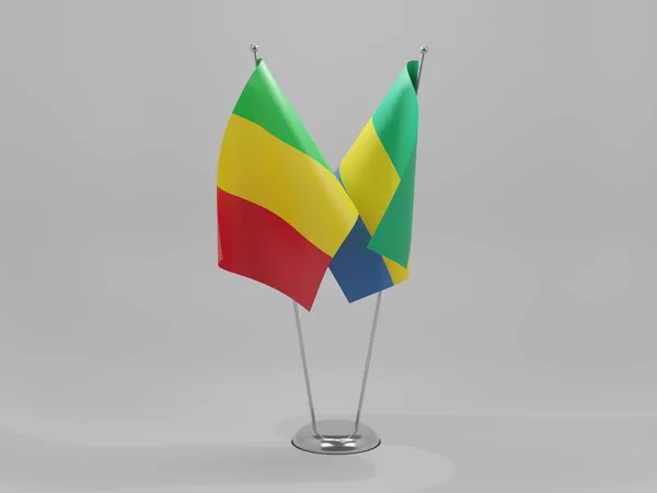 Gabon Mali Samenwerkingsvlaggen Witte Achtergrond Render — Stockfoto