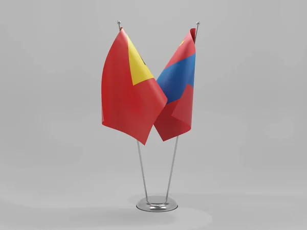Mongolia Banderas Cooperación Timor Oriental Fondo Blanco Render —  Fotos de Stock