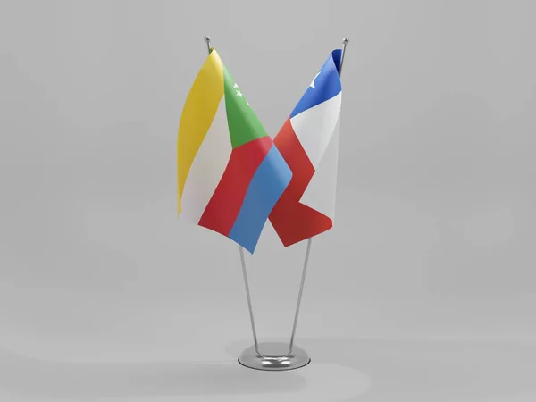 Chile Bandeiras Cooperação Das Comores Fundo Branco Render — Fotografia de Stock