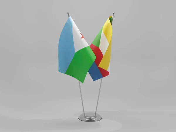 Comoros Djibouti Cooperation Flags White Background Render — Stock Photo, Image